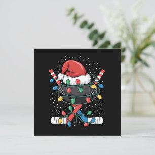 Cartão De Festividades Hóquei de Natal Xmas Papai Noel Chapéu Esportivo B