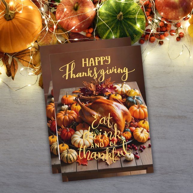 Cartão De Festividades Hora da Turquia: Ação de Graças (Thanksgiving warmth, food and family, heartfelt wishes, Thanksgiving traditions, full hearts, cozy )