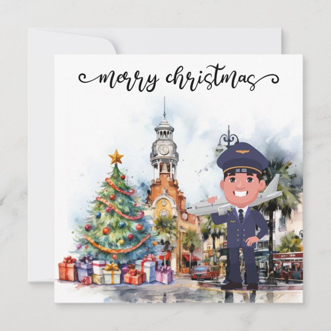 Cartão De Festividades Hora de Natal piloto na Flórida (Frente)