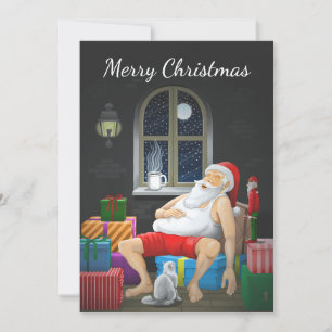 Cartão De Festividades Hora do Café Santa Claus