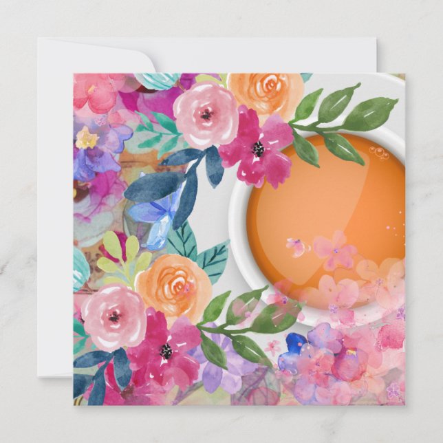 Cartão De Festividades Hora do chá (Frente)