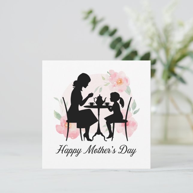Cartão De Festividades Hora do Chá com Mamãe (Em pé/Frente)