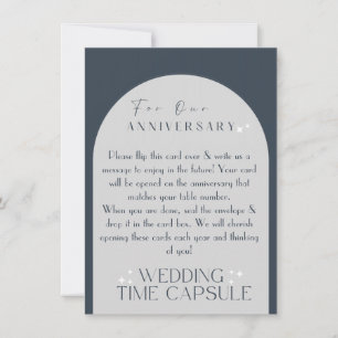 Cartão De Festividades Horário de Casamento Cápsula Azul/Cinza e Envelope
