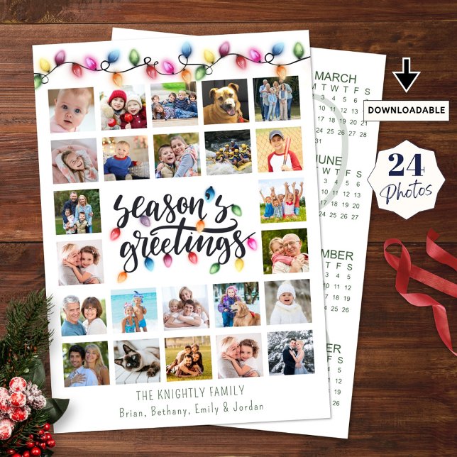 Cartão De Festividades Horário de Natal 24 Calendário de Colagem de Fotos (Criador carregado)