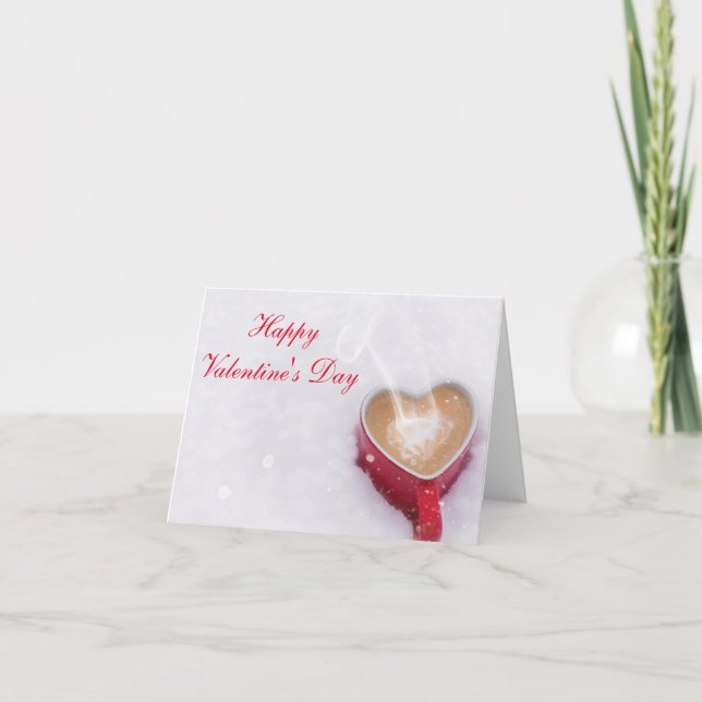Cartão De Festividades Horiz. "Happy Valentine's Day" Cocoa in the Snow (Frente)