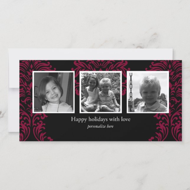 Cartão De Festividades Horizontal 3-photo card (Frente)