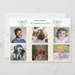 Cartão De Festividades Horn Dourado Confetti e 6 Fotografias de Natal em