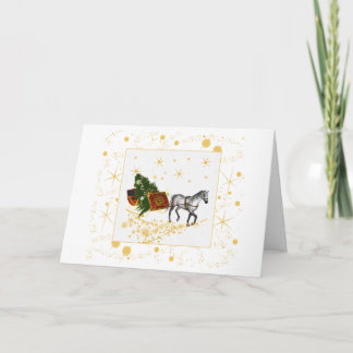 Cartão De Festividades Horse and Sleigh with gold accents Holiday card