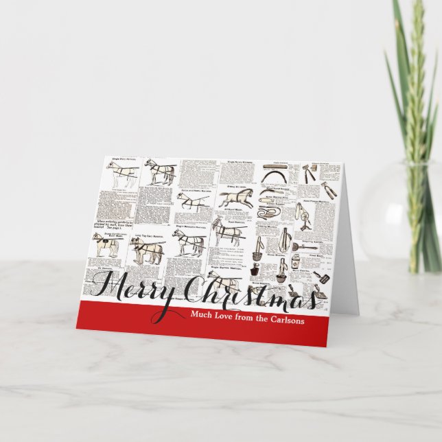 Cartão De Festividades Horse Antique Advertising Newpaper Art (Frente)