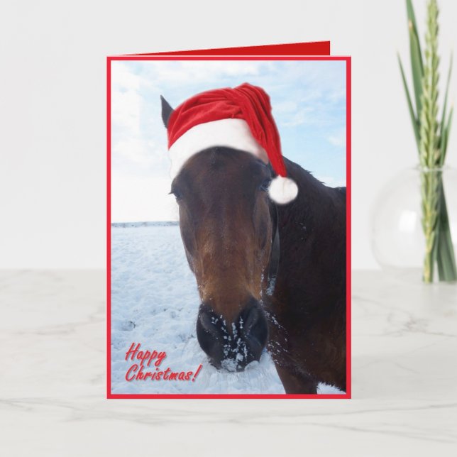 Cartão De Festividades Horse Christmas Card - blank inside (Frente)