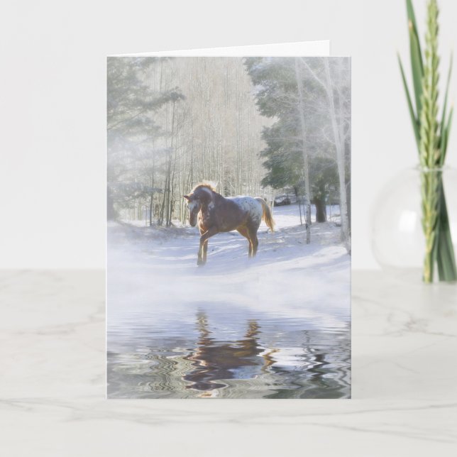 Cartão De Festividades Horse Christmas Season's Greetings Card (Frente)