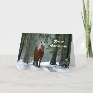 Cartão De Festividades Horse Forest Snow Watercolor Natal