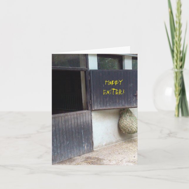 Cartão De Festividades Horse Stable, Happy Easter Card (Frente)