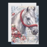 Cartão De Festividades Horse Winter Christmas Watercolor<br><div class="desc">Horse Winter Christmas Watercolor</div>