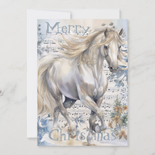 Cartão De Festividades Horse Winter Christmas Watercolor