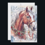 Cartão De Festividades Horse Winter Christmas Watercolor<br><div class="desc">Horse Winter Christmas Watercolor</div>