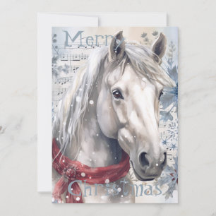 Cartão De Festividades Horse Winter Christmas Watercolor