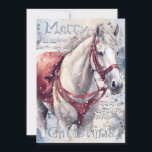 Cartão De Festividades Horse Winter Christmas Watercolor<br><div class="desc">Horse Winter Christmas Watercolor</div>