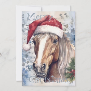 Cartão De Festividades Horse Winter Christmas Watercolor