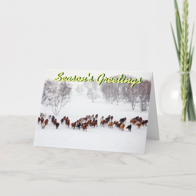 Cartão De Festividades Horses in the snow Christmas card (Frente)