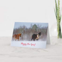 Cartão De Festividades Horses in the snow New Year's card