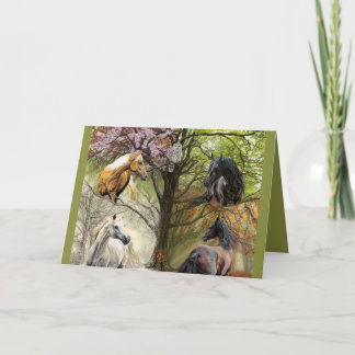 Cartão De Festividades Horses of The Four Seasons Holiday Greeting Card