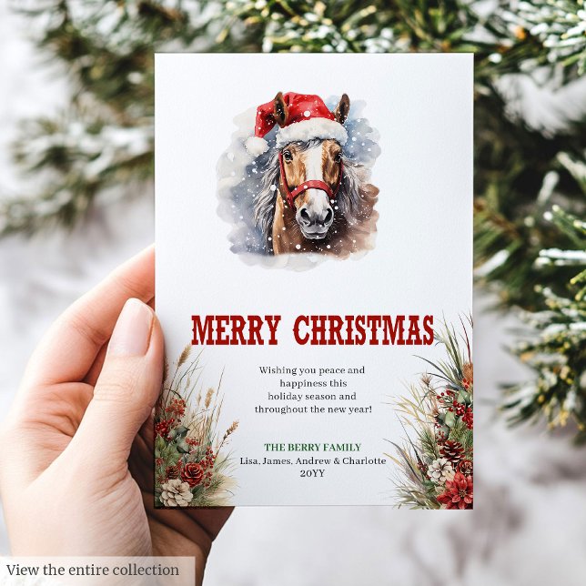 Cartão De Festividades Horseshoe charm Christmas greeting card design (Horseshoe charm Christmas greeting card design

)