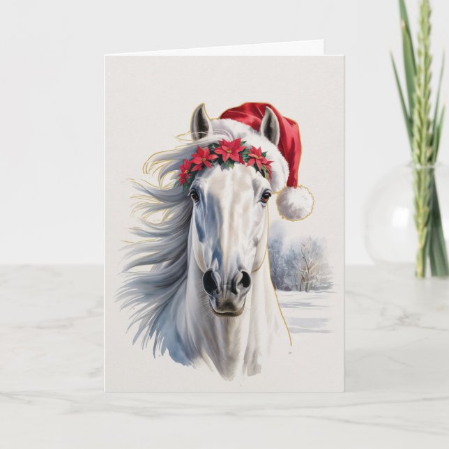 Cartão De Festividades  Horsey Christmas Greeting Card  (Frente)