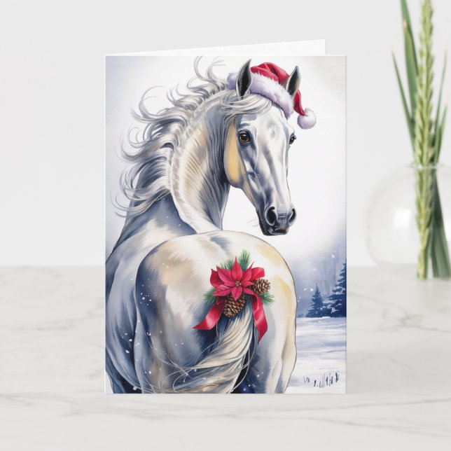 Cartão De Festividades  Horsey Christmas Greeting Card  (Frente)