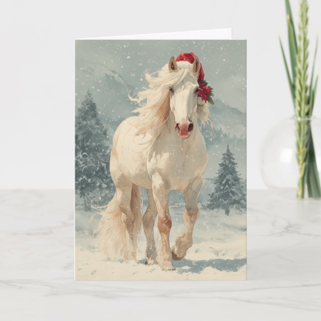 Cartão De Festividades  Horsey Christmas Greeting Card  (Frente)