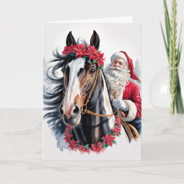 Cartão De Festividades  Horsey Christmas Greeting Card  (Frente)
