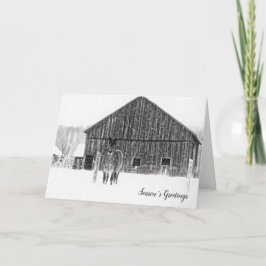 Cartão De Festividades Horso de Natal Equestre Monocromático