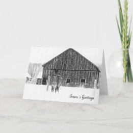 Cartão De Festividades Horso de Natal Equestre Monocromático