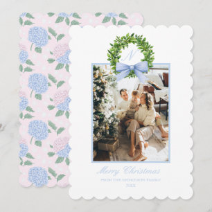 Cartão De Festividades Hortênsias Rosa Azul Grandmillennial do Sul