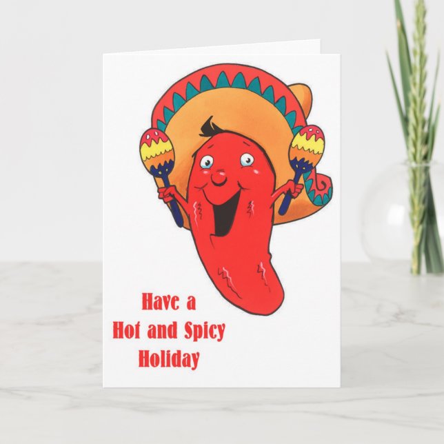 Cartão De Festividades Hot and Spicy Chili Pepper Holiday Greeting Cards (Frente)