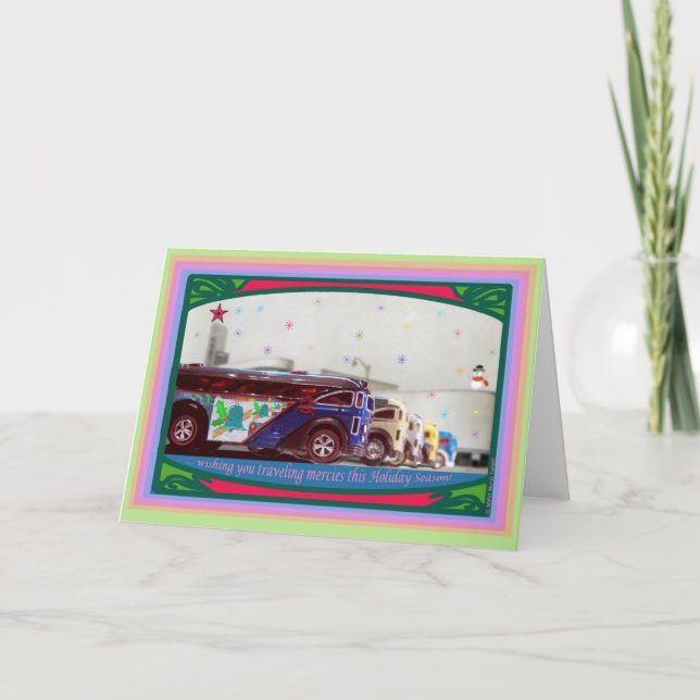 Cartão De Festividades Hot Wheels Surfin'S'Cool Bus Christmas Card (Frente)