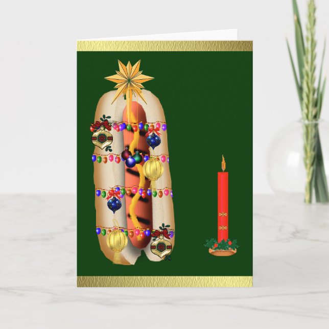 Cartão De Festividades Hotdog de Natal (Frente)