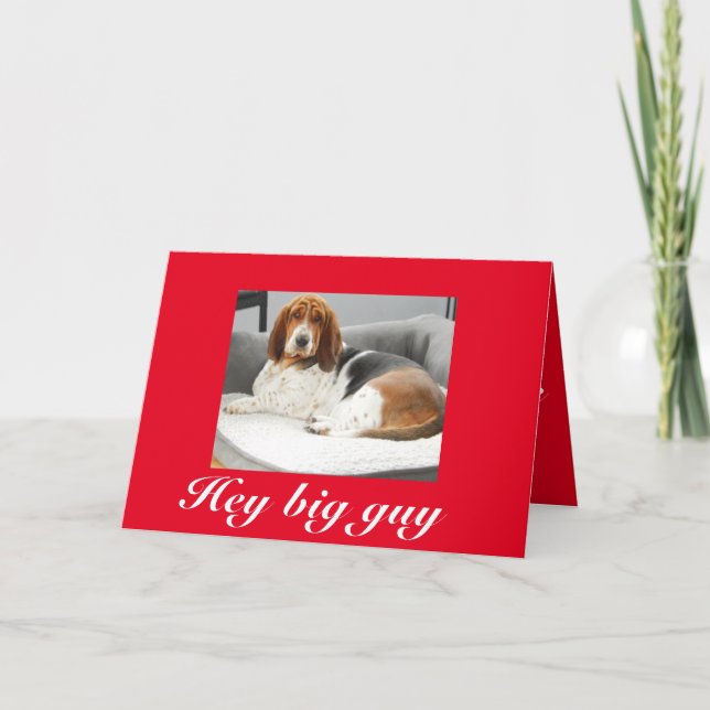 Cartão De Festividades Hound basset com placa de Dia de os namorados engr (Frente)
