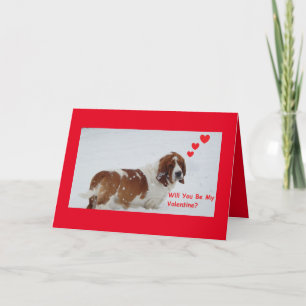 Cartão De Festividades Hound basset na neve na placa de Dia de os namorad