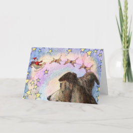 Cartão De Festividades Hound Watts Papais noeis e Reindeer no Star Sky CA