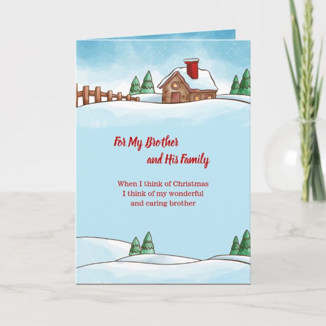 Cartão De Festividades House & Tree Christmas Card For Brother & Family (Frente)