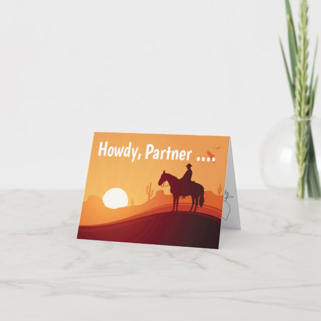 Cartão De Festividades Howdy Cowboy Humor Western Birthday Card (Frente)