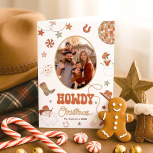 Cartão De Festividades Howdy Retro Western Family Fotografia Natal
