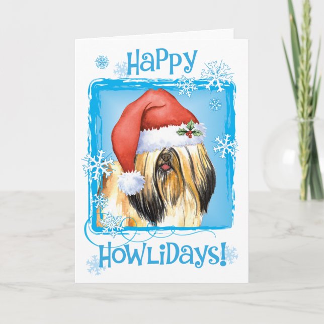 Cartão De Festividades Howlidays feliz Lhasa Apso (Frente)