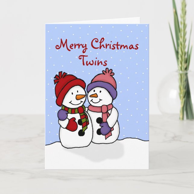 Cartão De Festividades Hugging snowmen twins Christmas card (Frente)