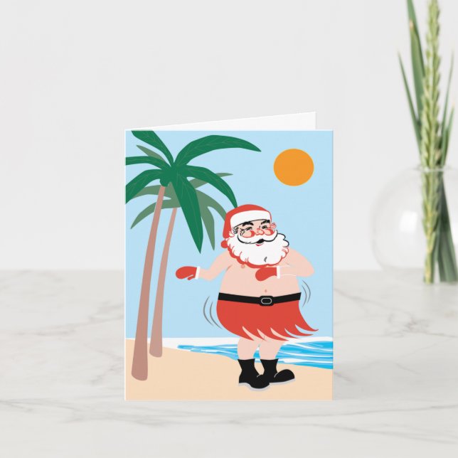 Cartão De Festividades Hula Santa Note Card (Frente)
