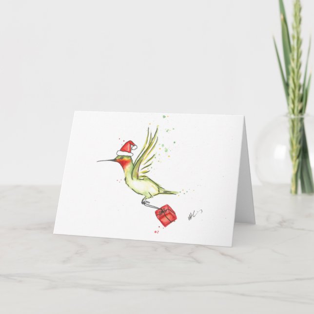 Cartão De Festividades Hummingbird Christmas Card (Frente)