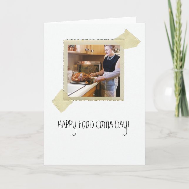 Cartão De Festividades Humor de Coma Comida de Ação de Graças (Frente)