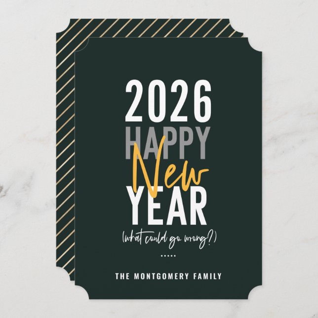 Cartão De Festividades Humor moderno do Feliz ano novo 2022 (Frente/Verso)