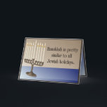 Cartão De Festividades Humorous Hanukkah<br><div class="desc">Você provavelmente conhece pelo menos uma pessoa que adoraria receber um cartão de você,  então por que não conseguir alguns desses cartões humorísticos de Hanukkah? Quem sabe,  você pode até fazer alguém um pouco esvaziar esta temporada de férias.</div>